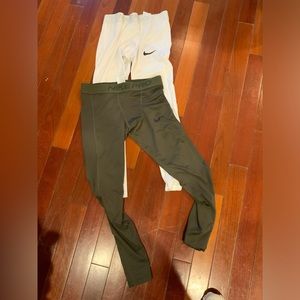 Nike Men's Pro Dri-FIT Leggings one white/ one green Sold as set